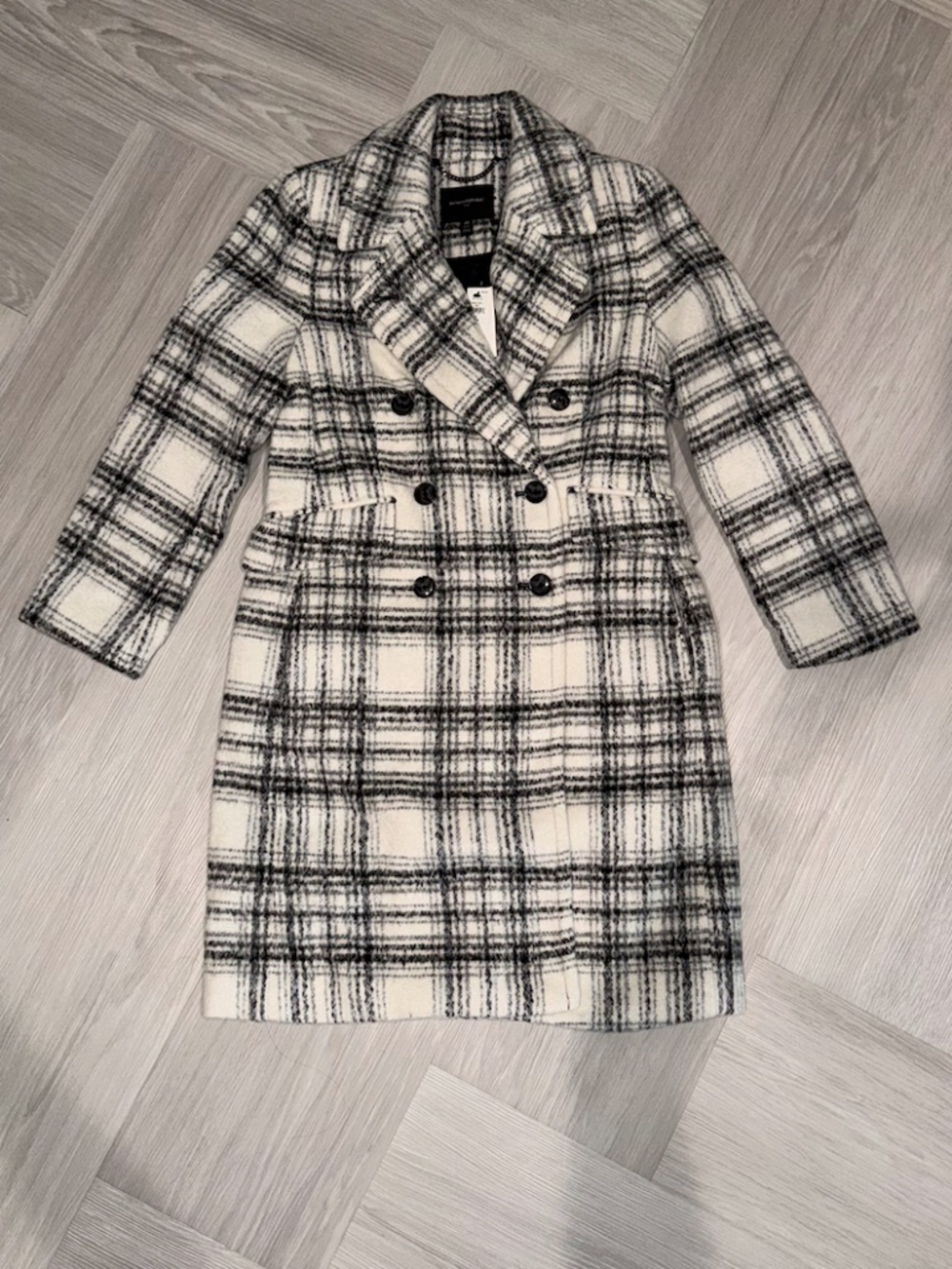 Banana Republic Factory - Timeless Topcoat - Black and White Plaid
